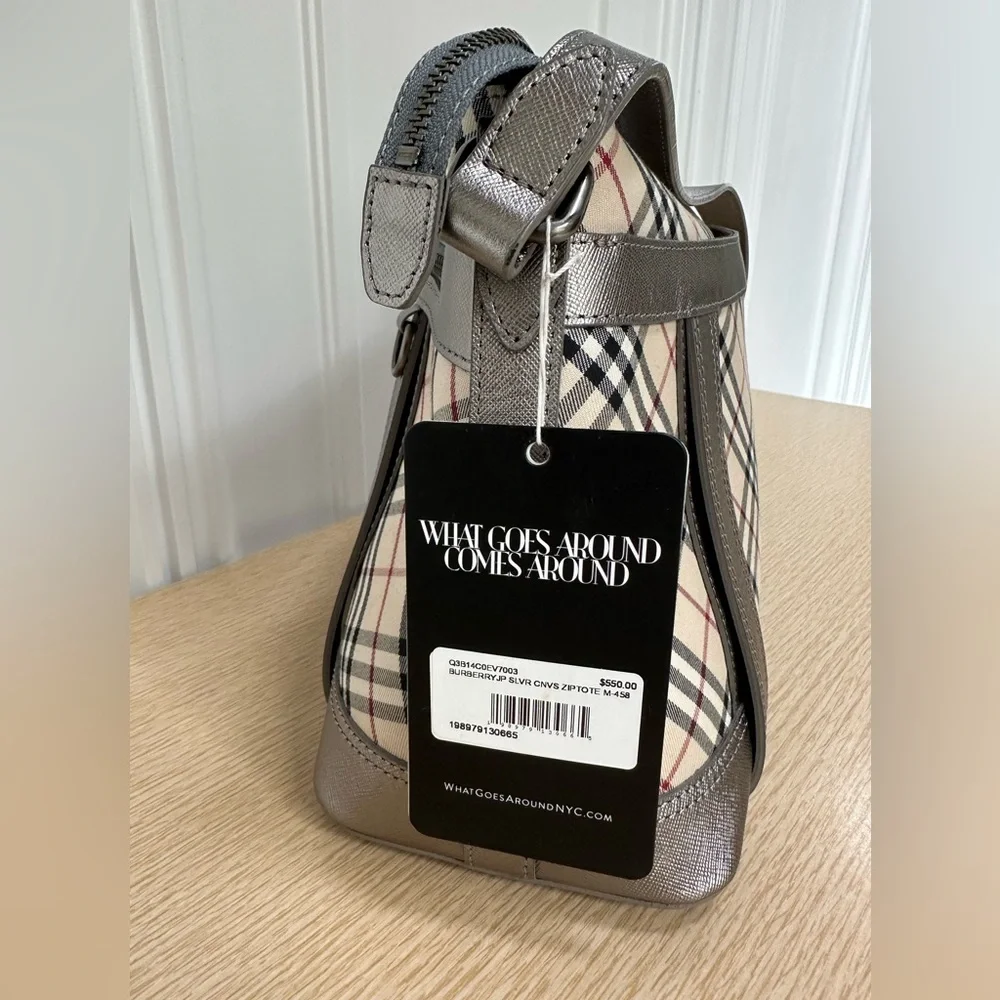 Burberry Plaid Shoulder Bag with Leather Accents, pre-loved Burberry Nova bag - Picture 3 of 16